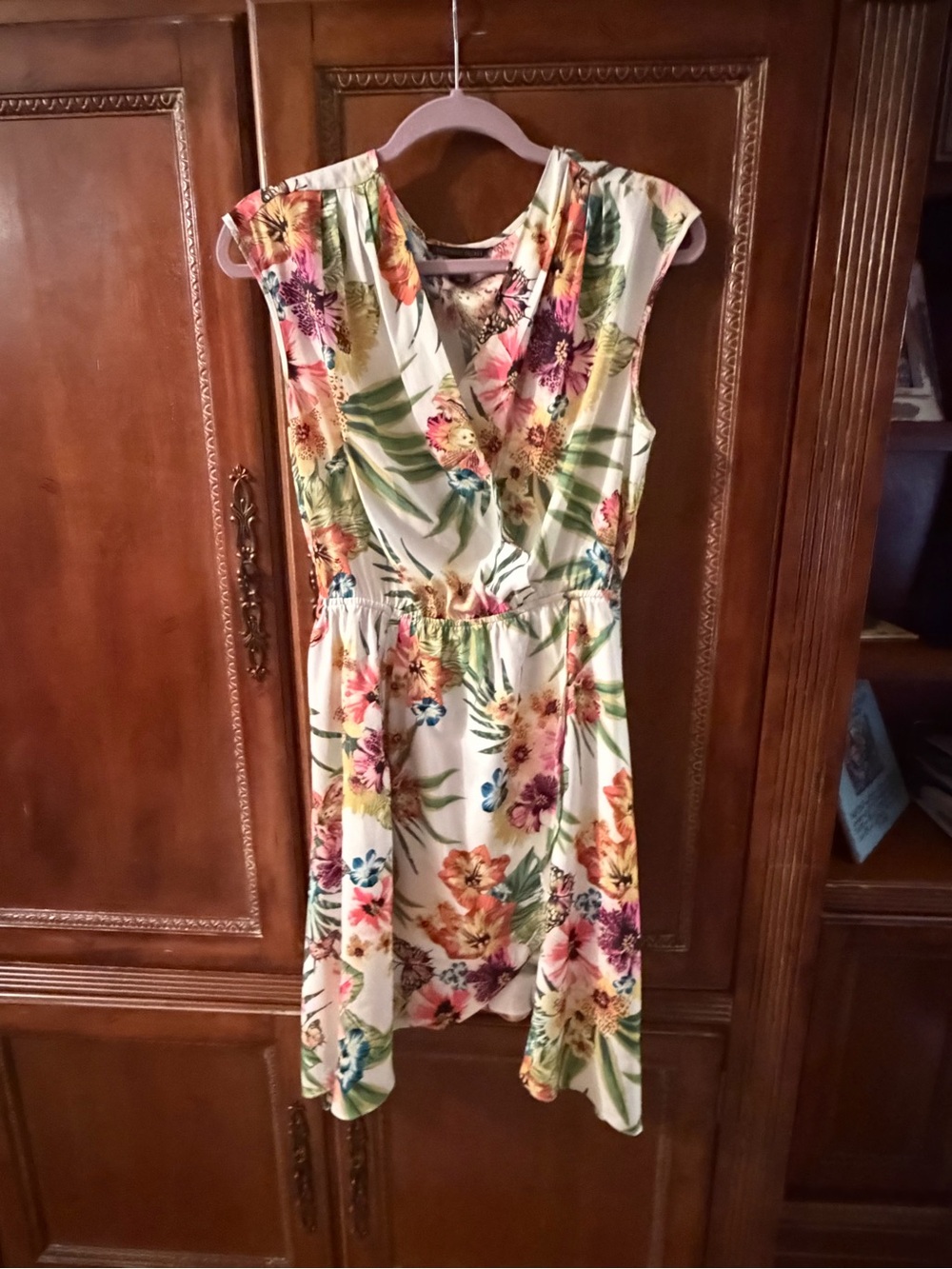 Victoria's Secret Cream Tropical Floral Wrap Mini Dress